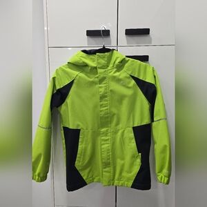 Paradox Bright Lime & Black Kids Hooded Raincoat For 7-8 Y.O.